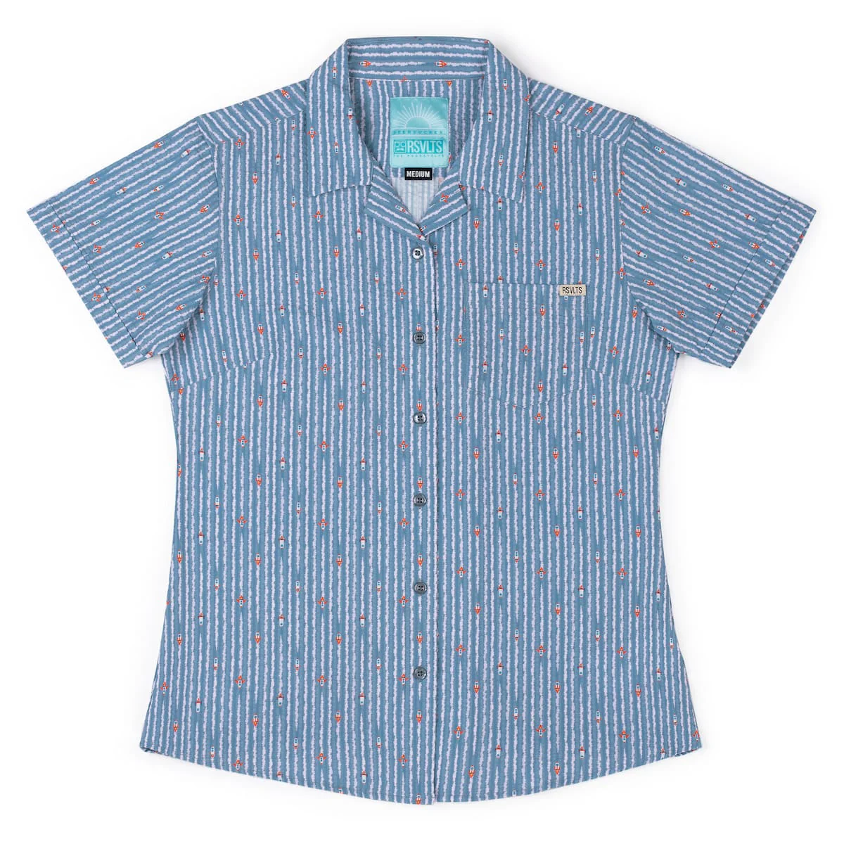 Blast Off! – Women's Stretch Seersucker Short Sleeve Shirt - Image 2
