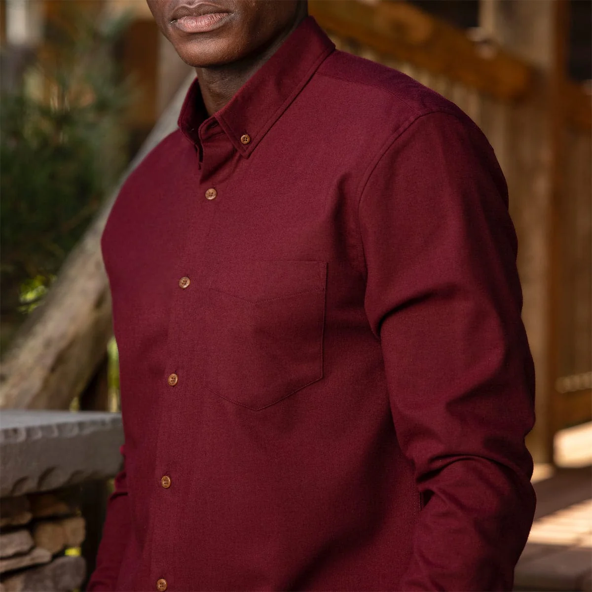 Burgundy – BorlandFlex™ Long Sleeve Flannel (2024 Fit) - Image 3