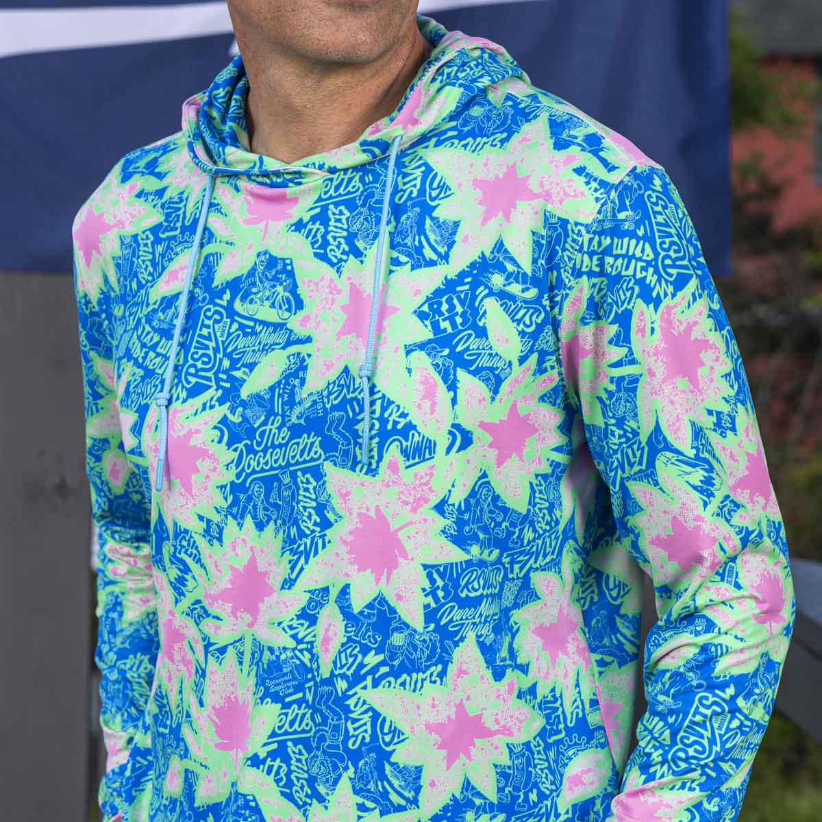 Camp Kunu Floral (Light Blue) – Performance Hoodie - Image 4