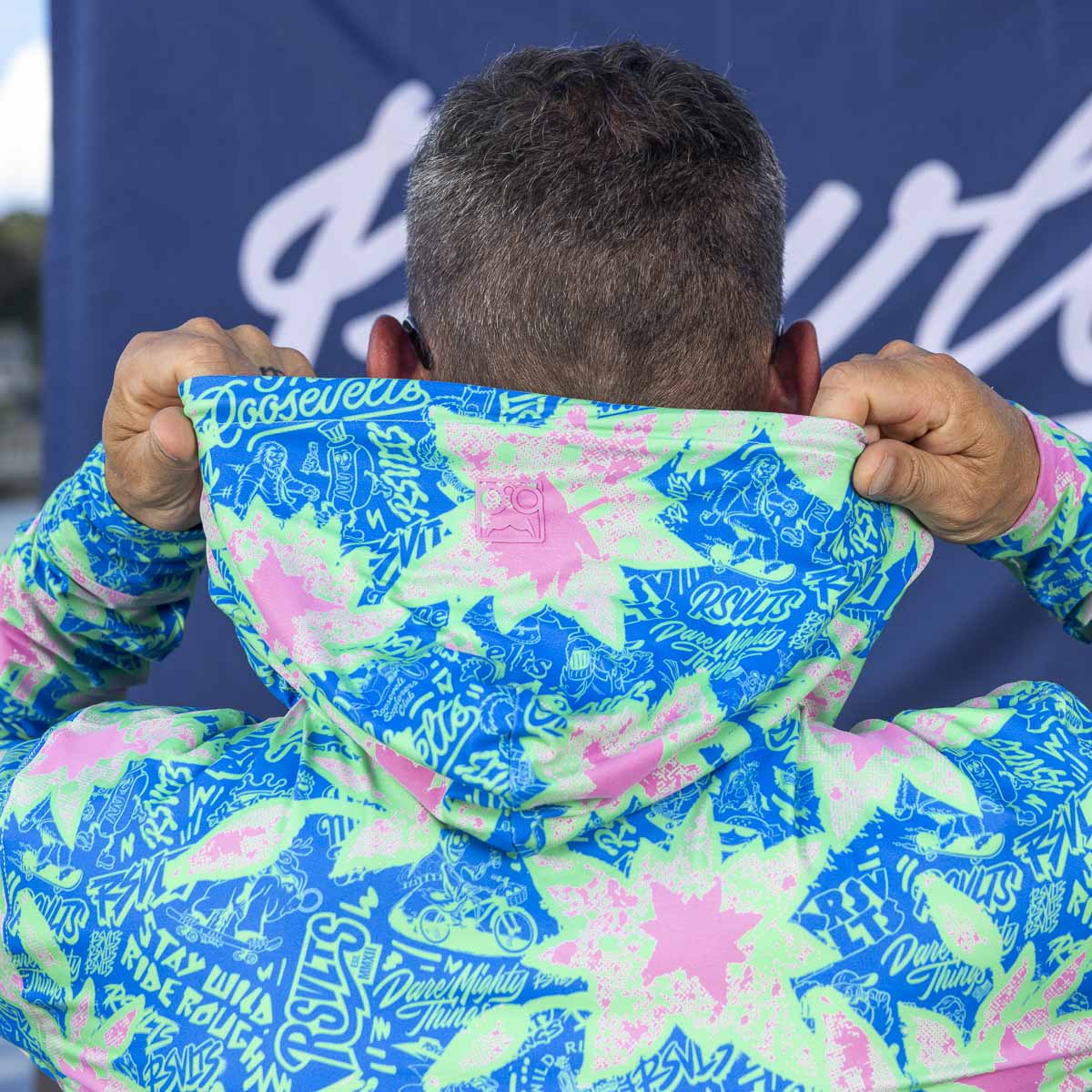 Camp Kunu Floral (Light Blue) – Performance Hoodie - Image 5